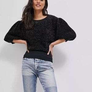 ANTHROPOLOGIE Maeve Pamela Tinsel Shimmer Sweater XSMALL